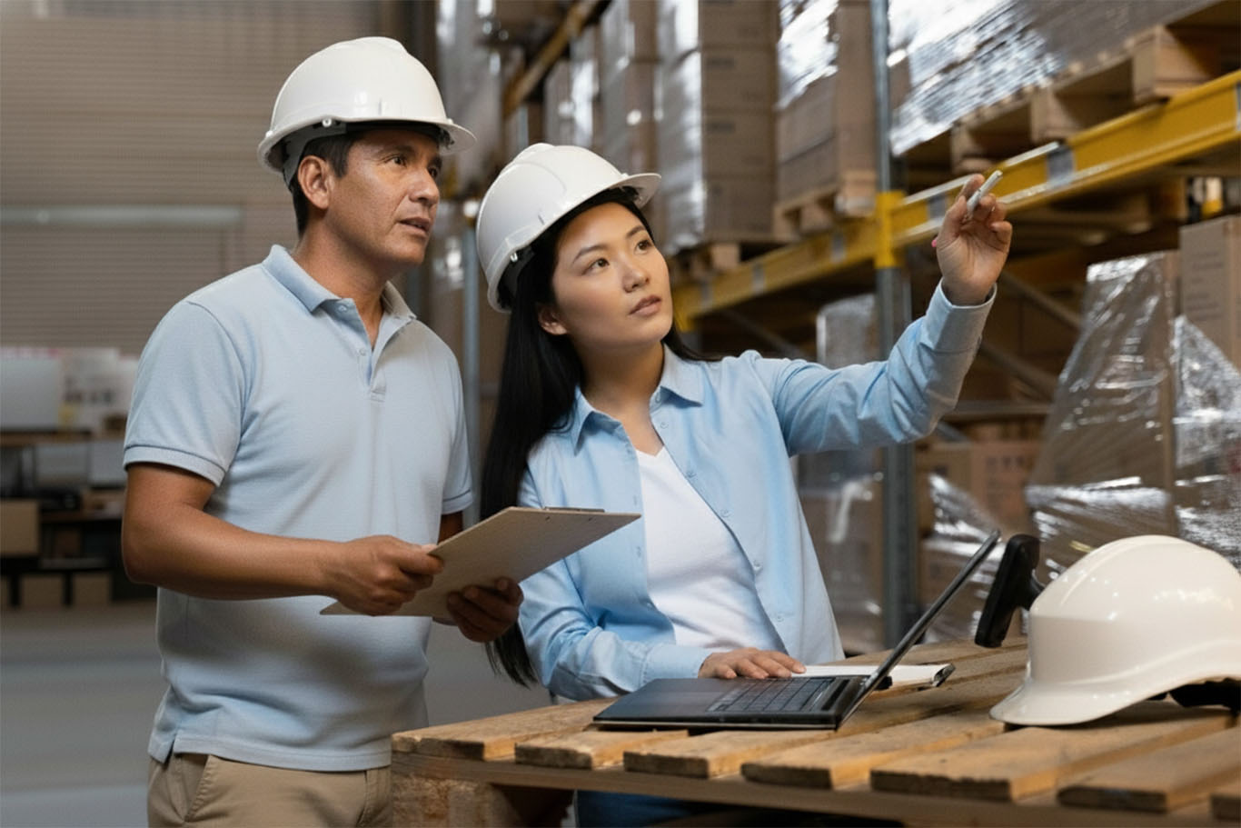 Operadores de comercio exterior trabajando en un entorno logístico